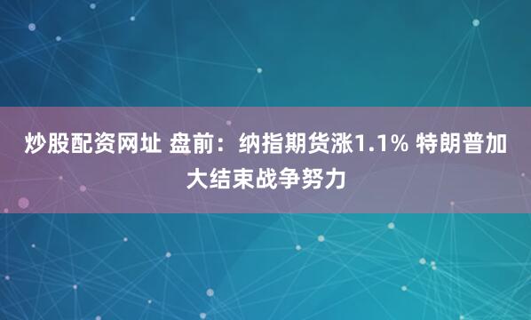 炒股配资网址 盘前：纳指期货涨1.1% 特朗普加大结束战争努力